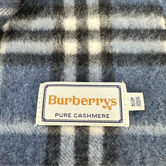 Burberrys Blue Plaid Cashmere Scarf - Picture 1 of 6
